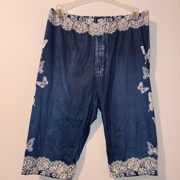 Butterfly print and denim leggings, casual leggings for spring and summer, women - Picture 1 of 4